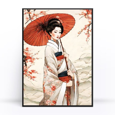 Elegancka Kobieta w Kimono Plakat