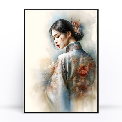 Elegancka Kobieta w Kimono Plakat