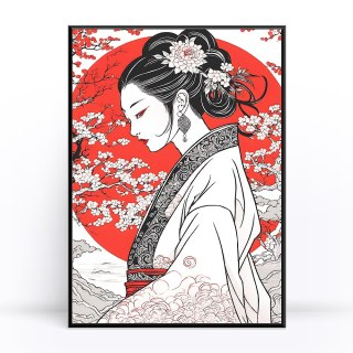 Elegancka Kobieta w Kimono Plakat