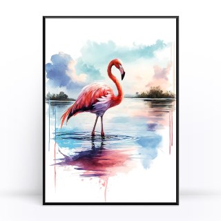 Flamingo w Stylu Akwarelowym Plakat