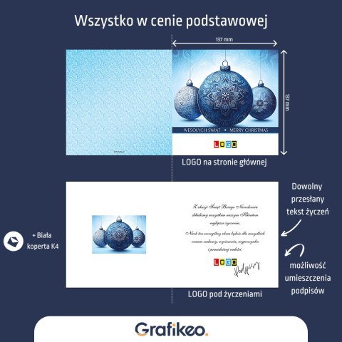 Kartki Świąteczne z Logo - Niebieskie Święta BN2-430