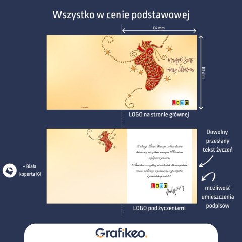 Kartki Świąteczne z Logo - Skarpeta Świąteczna BN2-298