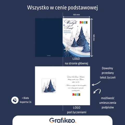 Kartki Świąteczne z Logo - Śnieżne Choinki BN1-105