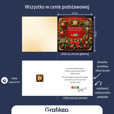 Kartki Świąteczne z Logo - Świąteczny Wieniec BN2-636