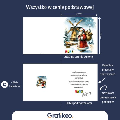 Kartki Świąteczne z Logo - Zimowy Wiatrak BN2-612