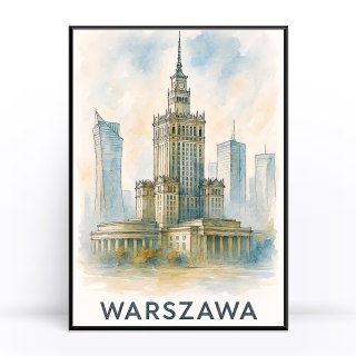 Akwarelowa Warszawa Plakat