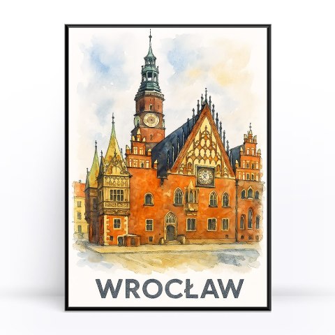 Akwarelowy Ratusz Wrocławia Plakat