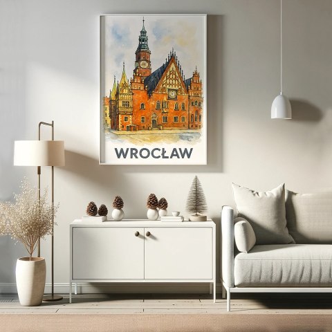 Akwarelowy Ratusz Wrocławia Plakat