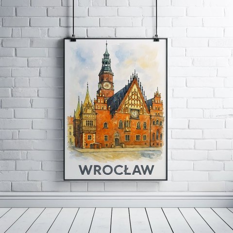 Akwarelowy Ratusz Wrocławia Plakat