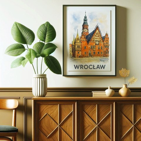 Akwarelowy Ratusz Wrocławia Plakat