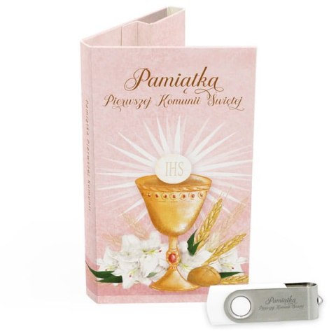 Pamiątka Komunijna - Różowe Kwiaty i Kielich - DigiAlbum PK6023