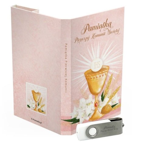Pamiątka Komunijna - Różowe Kwiaty i Kielich - DigiAlbum PK6023