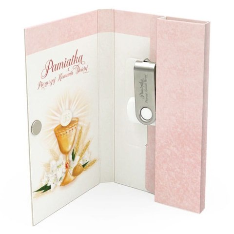Pamiątka Komunijna - Różowe Kwiaty i Kielich - DigiAlbum PK6023