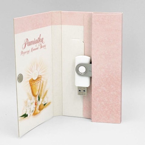 Pamiątka Komunijna - Różowe Kwiaty i Kielich - DigiAlbum PK6023