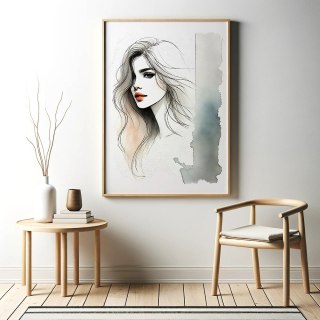 Portret Kobiety Akwarelą Plakat