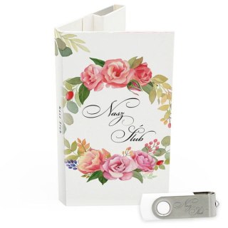 Nasz Ślub - Różowe Kwiaty na Bieli - DigiAlbum SL7026