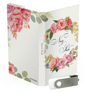 Nasz Ślub - Różowe Kwiaty na Bieli - DigiAlbum SL7026