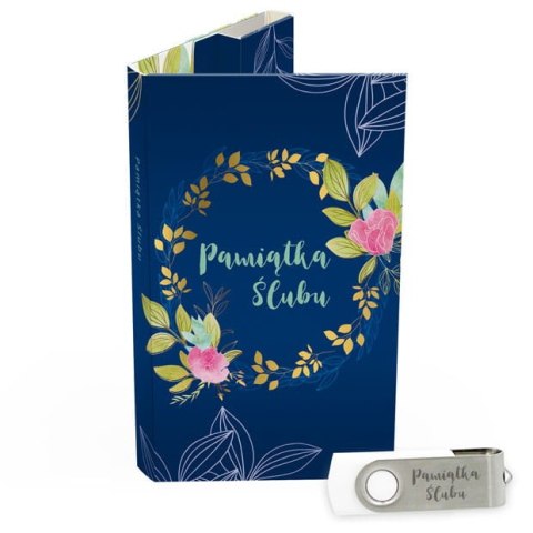 Granatowa Pamiątka Ślubu - Złote Liście - DigiAlbum SL7035