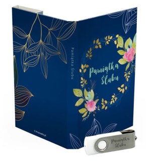 Granatowa Pamiątka Ślubu - Złote Liście - DigiAlbum SL7035