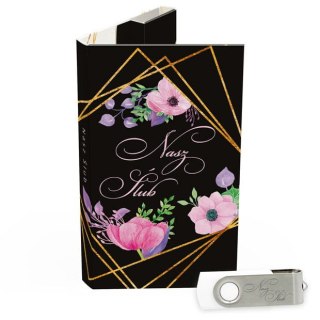 Nasz Ślub - Różowe Kwiaty na Czarnym Tle - DigiAlbum SL7038