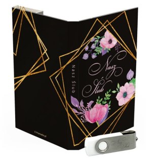 Nasz Ślub - Różowe Kwiaty na Czarnym Tle - DigiAlbum SL7038