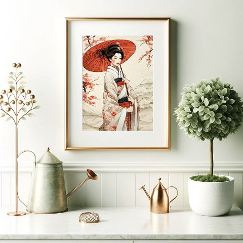 Elegancka Kobieta w Kimono Plakat