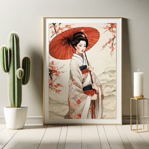 Elegancka Kobieta w Kimono Plakat