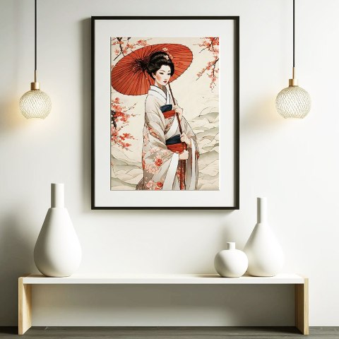 Elegancka Kobieta w Kimono Plakat