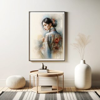 Elegancka Kobieta w Kimono Plakat