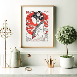 Elegancka Kobieta w Kimono Plakat