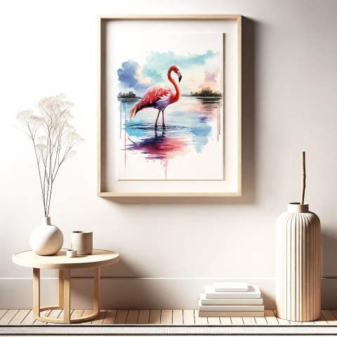 Flamingo w Stylu Akwarelowym Plakat