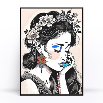 Melancholijny Portret Boho Plakat