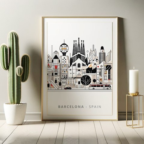 Minimalistyczna Barcelona Plakat