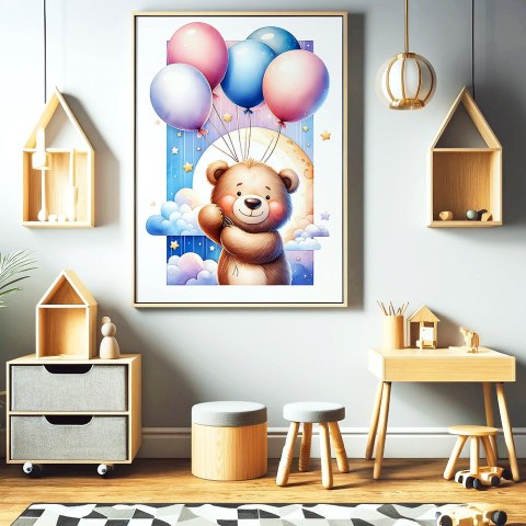 Uroczy Miś z Balonami Plakat