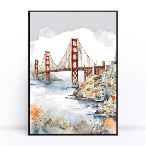 Akwarelowy Most Golden Gate Plakat