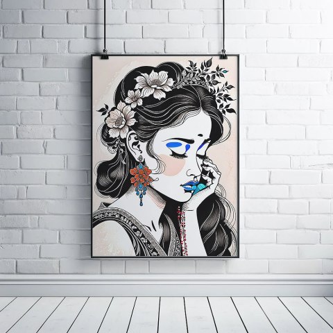 Melancholijny Portret Boho Plakat