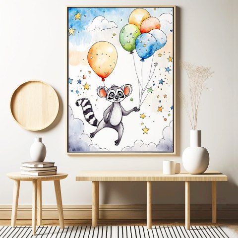 Lemur z Balonami Plakat