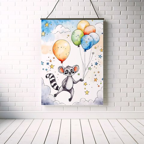 Lemur z Balonami Plakat