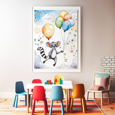 Lemur z Balonami Plakat