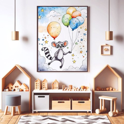 Lemur z Balonami Plakat