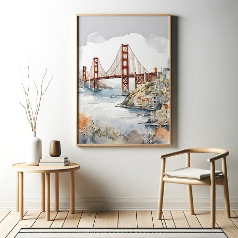 Akwarelowy Most Golden Gate Plakat