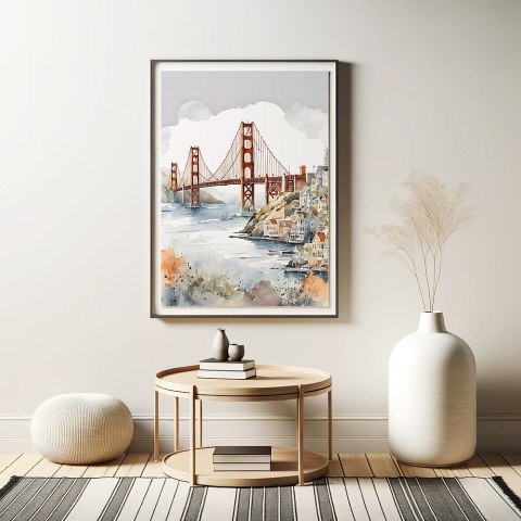 Akwarelowy Most Golden Gate Plakat