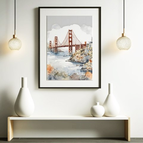 Akwarelowy Most Golden Gate Plakat