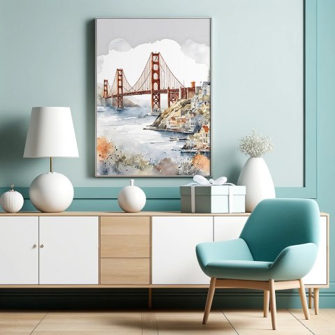 Akwarelowy Most Golden Gate Plakat