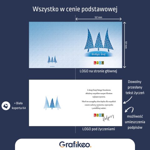 Kartki Świąteczne z Logo - Niebieskie Świąteczne BN2-149