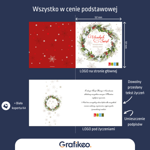 Kartki Świąteczne z Logo - Świąteczny Wieniec Elegancji BN2-003