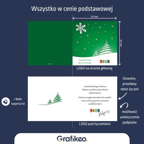 Kartki Świąteczne z Logo - Zielone Świąteczne BN2-195