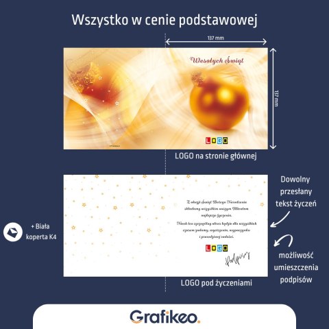 Kartki Świąteczne z Logo - Złota Bombka BN2-159