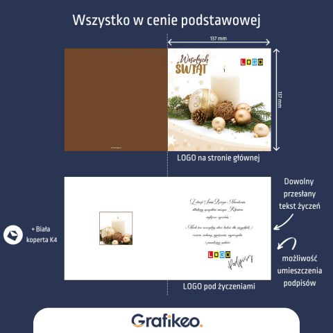 Kartki Świąteczne z Logo - Złoty Światełko BN2-243